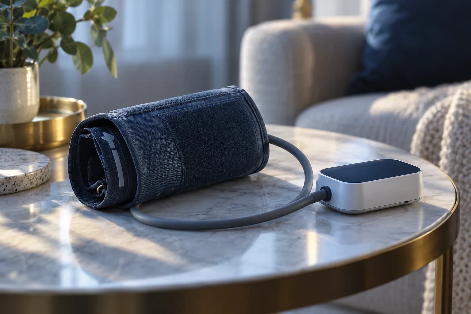 Illustrative image of an ambulatory blood pressure cuff and recorder